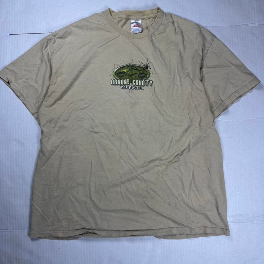 Vintage Orange County Choppers tan biker tee Size XL